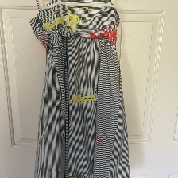 Moulinette Soeurs airplane pinstripe dress cotton summer sundress ✈️ - Picture 8 of 17